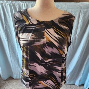 Jones Studio Black and Gold Abstract Blouse